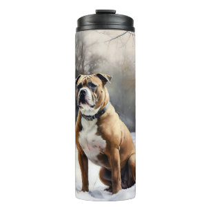 Garrafa Térmica Staffordshire Bull Terrier Deixe Cair a Neve Natal