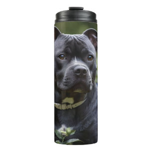 Garrafa Térmica Staffordshire Bull Terrier In Blue Rosa Garden