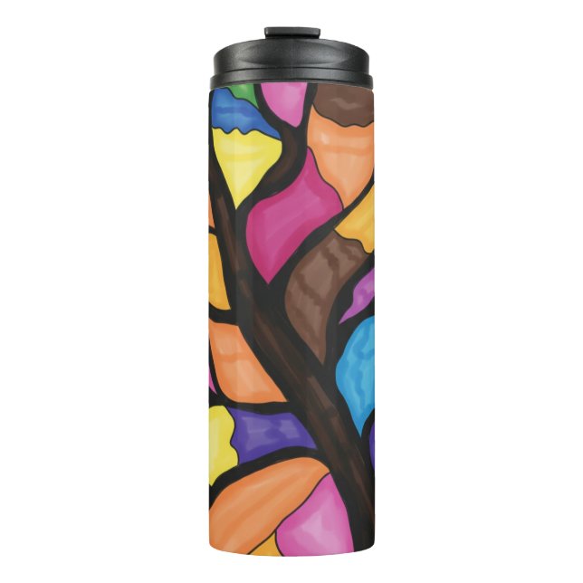 Garrafa Térmica Stain glass tree art  (Frente)