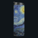 Garrafa Térmica "Starry Night" por Van Gogh<br><div class="desc">Este design apresenta uma reprodução inalterada e sem edição,  de alta resolução,  da famosa pintura "Noite Estrelada" de Van Gogh.</div>