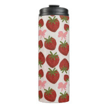 Strawberries and Bows Thermal Tumbler