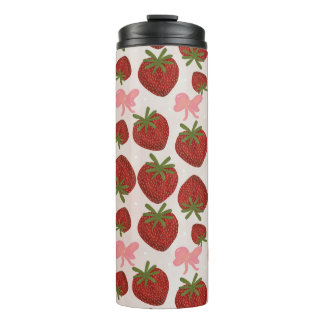 Garrafa Térmica Strawberries and Bows Thermal Tumbler
