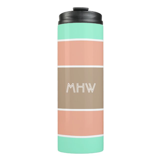 Garrafa Térmica Stripes Tumbler de monograma personalizado padrão (Frente)
