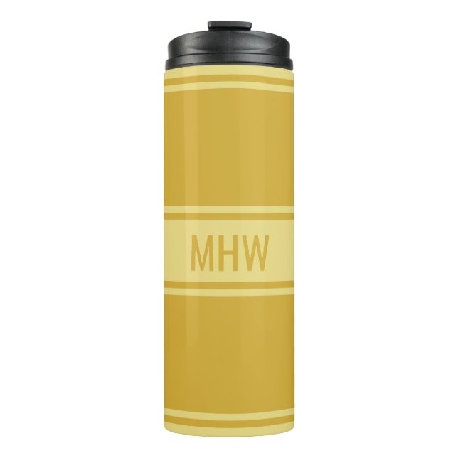 Garrafa Térmica Stripes Tumbler de monograma personalizado padrão (Frente)