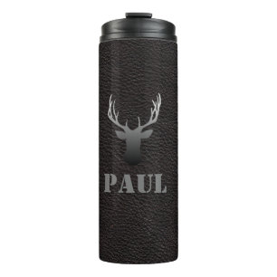 Garrafa Térmica Stylish Buck Preto Nome Personalizado masculino