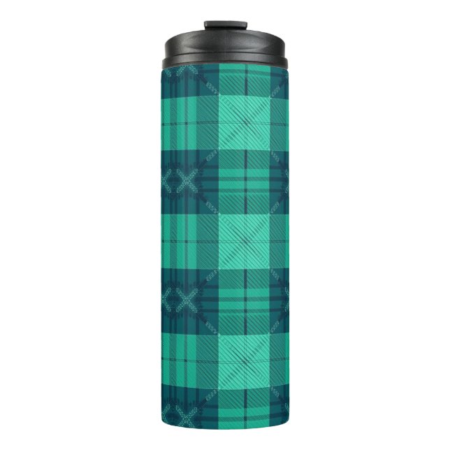 Garrafa Térmica Stylish Tartan Plaid Green  (Frente)