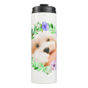 Garrafa Térmica Sua Foto em um nome personalizado do Quadro de Flo