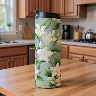 Garrafa Térmica Suave Elegância Floral de Jasmim
