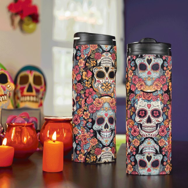 Garrafa Térmica Sugar Skull Dia de Los Muertos (Criador carregado)