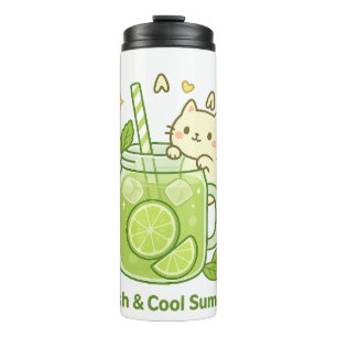 Garrafa Térmica Sumo de Limão fresco e Design Kawaii Gato gótico