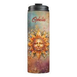 Garrafa Térmica Sun Face Digital Art Cósmica Personalizada