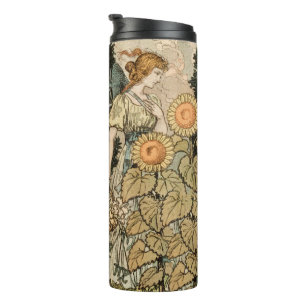 Garrafa Térmica Sunflower Art Nouveau Garden Grasset Woman