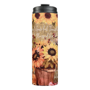 Garrafa Térmica Sunflower Benção Gratidão Ação de Graças