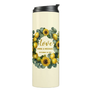 Garrafa Térmica Sunflower Lemon Wreath Love Design