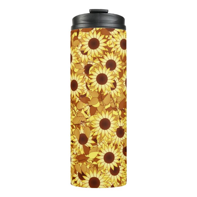 Garrafa Térmica Sunflower Pattern, Gold, Yellow and Brown (Frente)