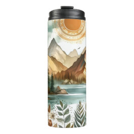 Garrafa Térmica Sunny Rustic Boho Nature Pattern Mountain Lake