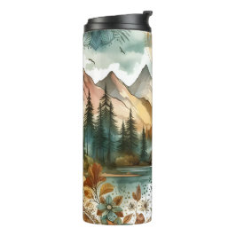 Garrafa Térmica Sunny Rustic Boho Nature Pattern Mountain Lake