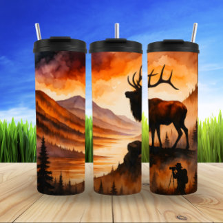 Garrafa Térmica Sunset Elk, Majestade da Montanha