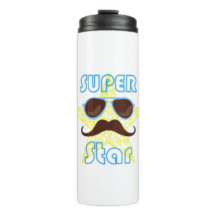 Garrafa Térmica Super Star de óculos de sol e bigode