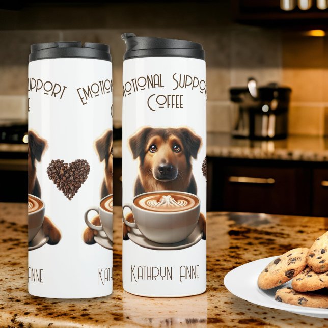 Garrafa Térmica Suporte Emocional Café Cute Mocha (Caffeinated Thermal Tumbler for Coffee Lovers "Emotional Support Coffee" Gift)
