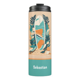 Garrafa Térmica Surfboard Tropical Beach Retro Abstrato para Adole