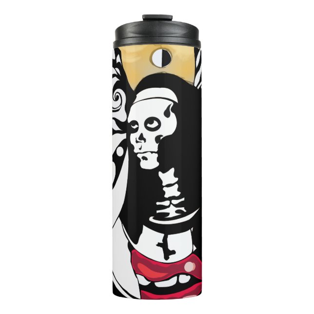 Garrafa Térmica Surrealismo monocromático: Design de animação góti (Frente)