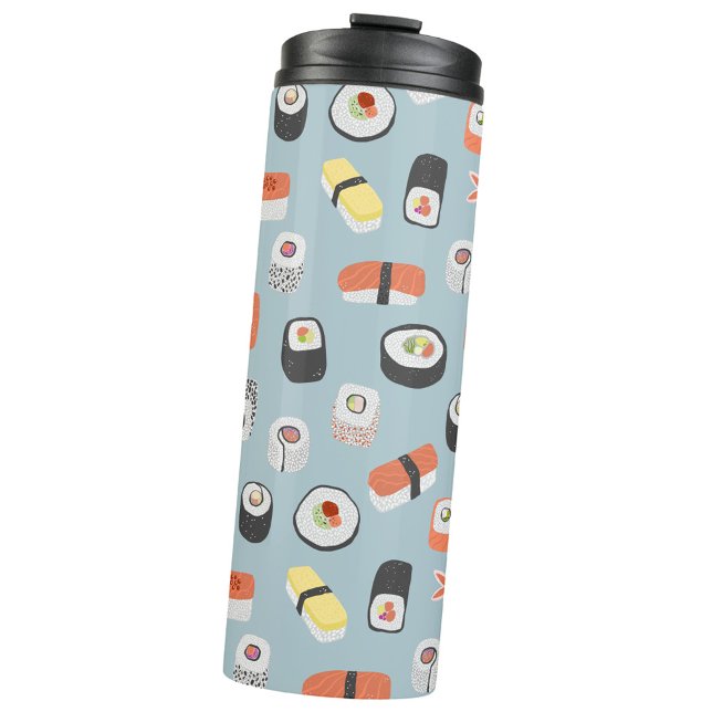 Garrafa Térmica Sushi Nigiri Maki Roll Pattern (Japanese sushi food art thermal tumbler)