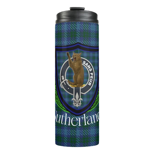 Garrafa Térmica Sutherland Scottish Clan Tartan & Crest (Frente)