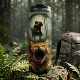 Garrafa Térmica T-Rex Engraçado & Meme do Gato Gritando