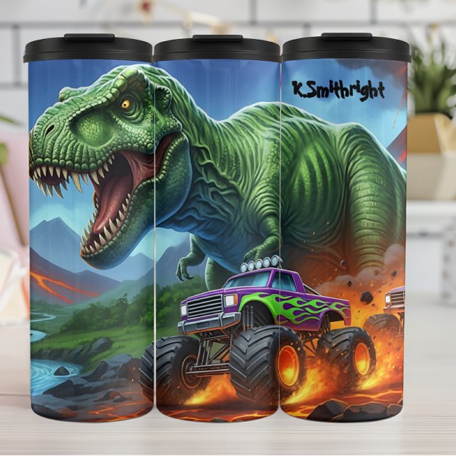 Garrafa Térmica T-Rex Monster Truck Fiery Chase (Criador carregado)