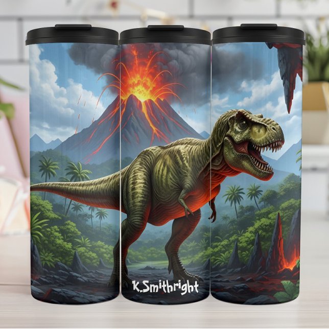 Garrafa Térmica T-Rex Volcano Eruption Prehistoric Roar (Criador carregado)