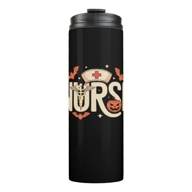 Garrafa Térmica T-Shirt Clássico de Enfermeira das Halloween (Frente)