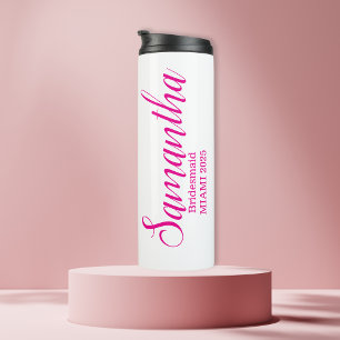 Garrafa Térmica Taça de Noiva Personalizada Com Nome Rosa