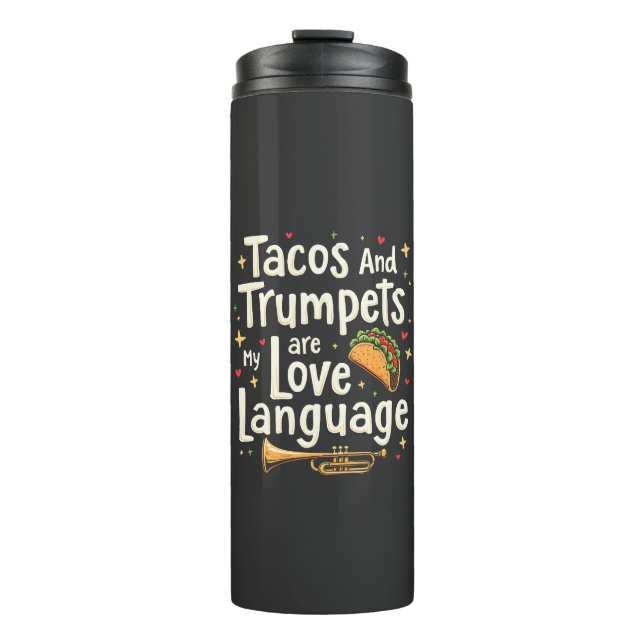 Garrafa Térmica Tacos e Trompetes são minha língua de amor México (Frente)