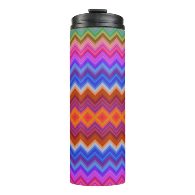 Garrafa Térmica Tall travel mug with a vibrant zigzag pattern  (Frente)