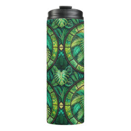 Garrafa Térmica Tall tumbler with lush green tropical leaves 