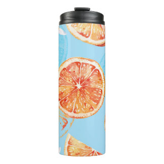 Garrafa Térmica Tangerinas Aquarela: Tecido Azul Luxúrico