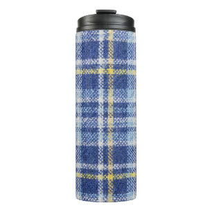 Garrafa Térmica Tartan Amarelo Azul: Xadrez Moda