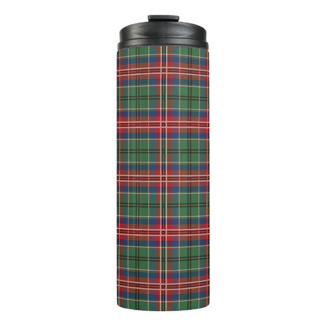 Garrafa Térmica Tartan Clan MacCulloch Xadrez Vermelho Verde Verif (Frente)