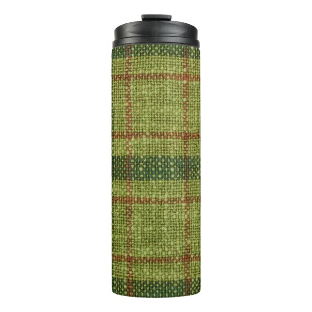 Garrafa Térmica Tartan de Natal vermelho e verde. (Frente)