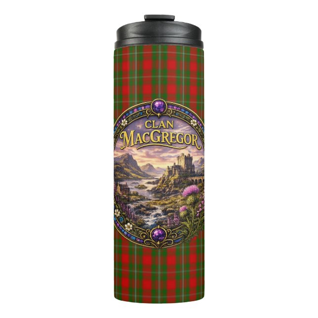 Garrafa Térmica Tartan do Clã Escocês MacGregor (Frente)