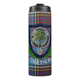 Garrafa Térmica Tartan e Brasão do Clã Escocês Anderson