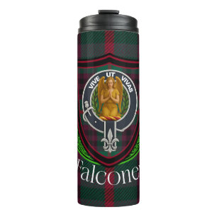 Garrafa Térmica Tartan e Brasão do Clã Escocês Falconer