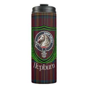 Garrafa Térmica Tartan e Brasão do Clã Escocês Hepburn