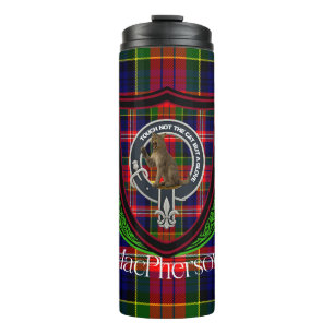 Garrafa Térmica Tartan e Brasão do Clã Escocês MacPherson