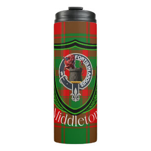 Garrafa Térmica Tartan e Brasão do Clã Escocês Middleton