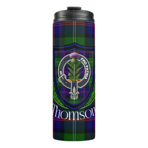 Garrafa Térmica Tartan e Brasão do Clã Escocês Thomson