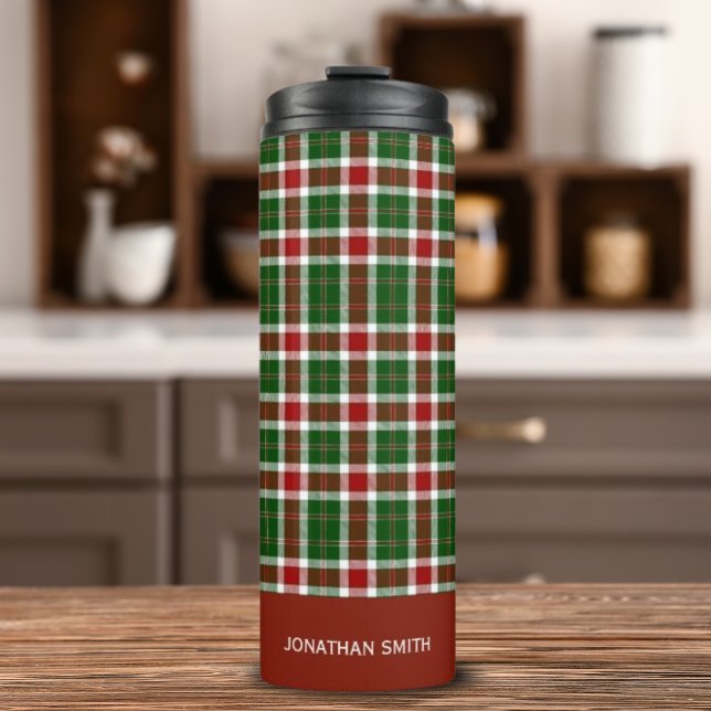Garrafa Térmica Tartan Plaid Pattern Red and Green colors (Criador carregado)