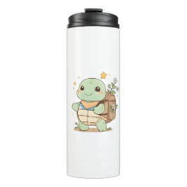 Garrafa Térmica Tartaruga Viajante de Aventura Fofa Design Kawaii