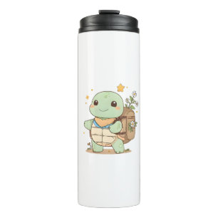 Garrafa Térmica Tartaruga Viajante de Aventura Fofa Design Kawaii
